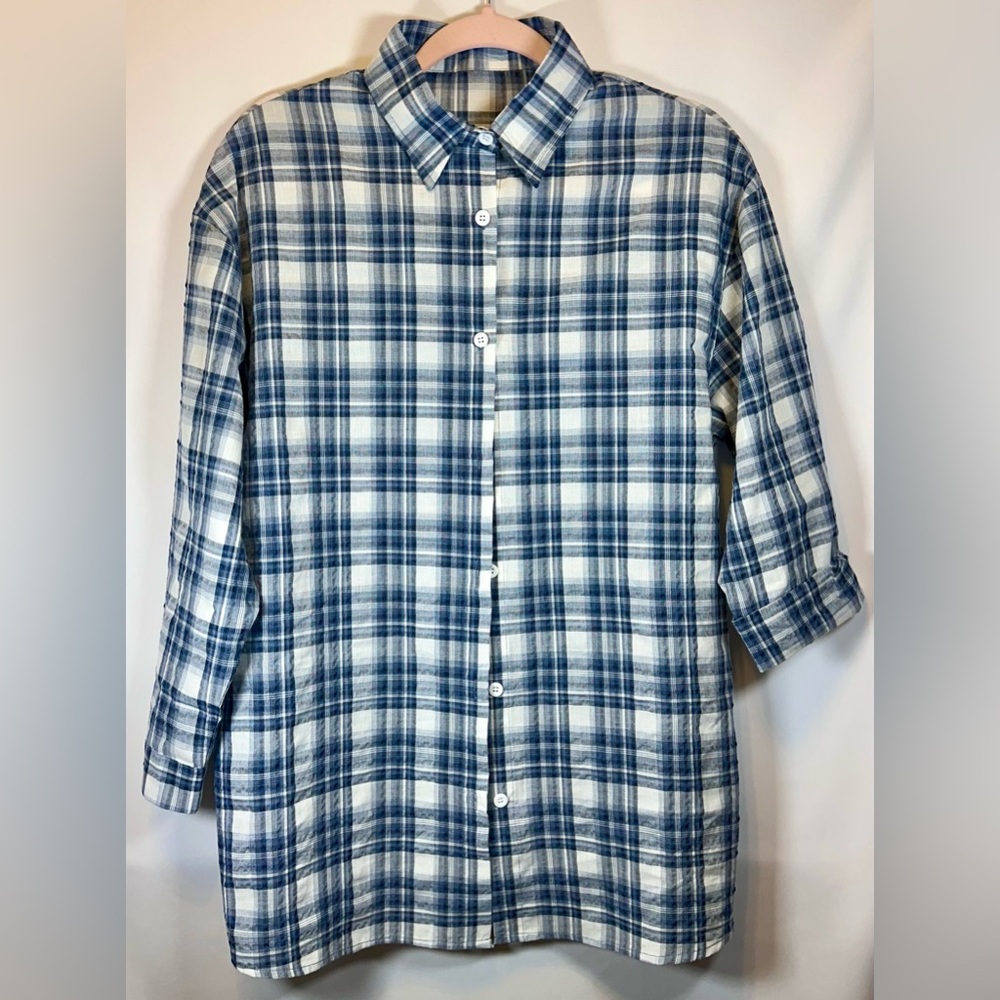 Dazy Blue Plaid Button Up Women’s Shirt Size Small NWOT